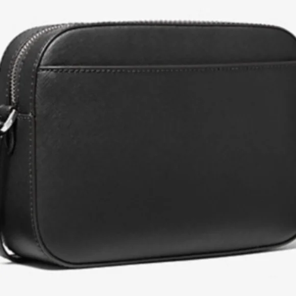 Michael Kors Jet Set Large Saffiano Leather Crossbody Bag. Black.